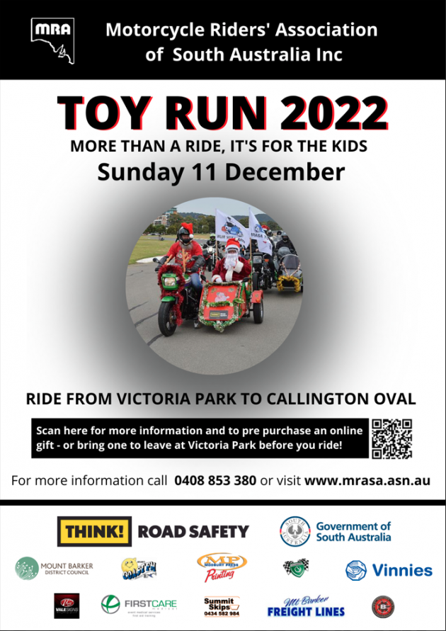 Mrasa Toy Run Victoria Park To Callington Oval Dec Play