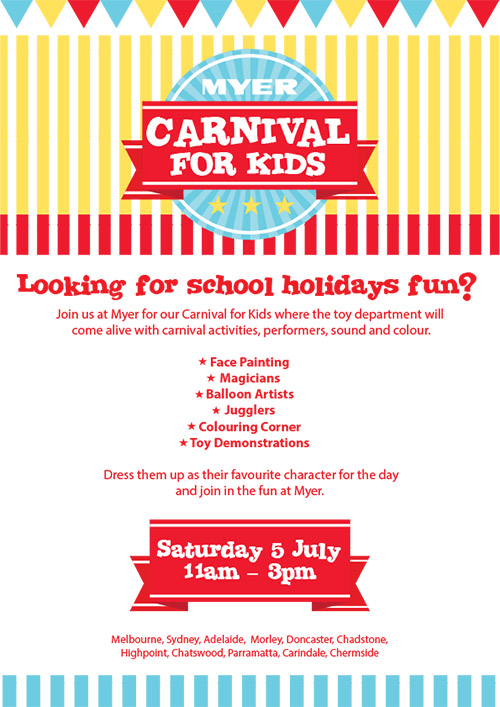 Myer Carnival for Kids | Adelaide | 5 July 2014 - What's on for