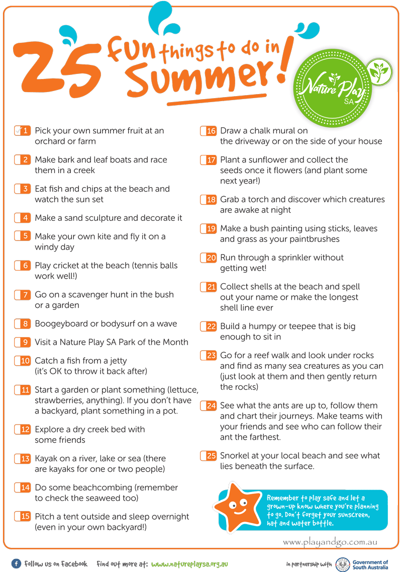 25 Fun Things To Do In Summer Nature Play SA 2014 15 What s On 