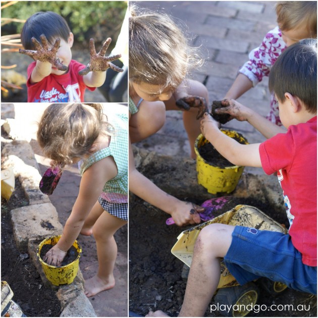 playing in mud