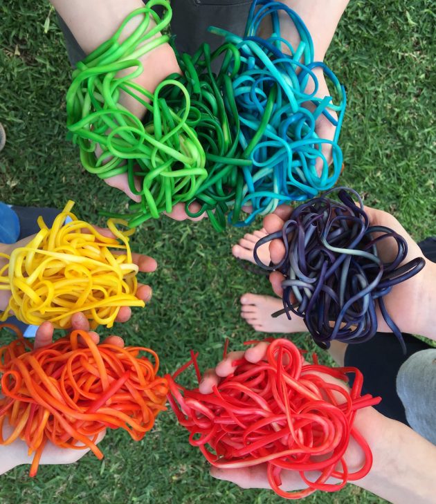 Great Ideas for Screen Free Time with Kids - Rainbow Spaghetti Pasta