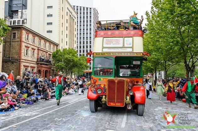 PCU credit union christmas pageant bus