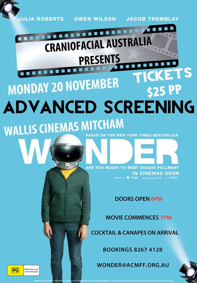 Advance Screening of the Movie Wonder Wallis Mitcham 20 Nov