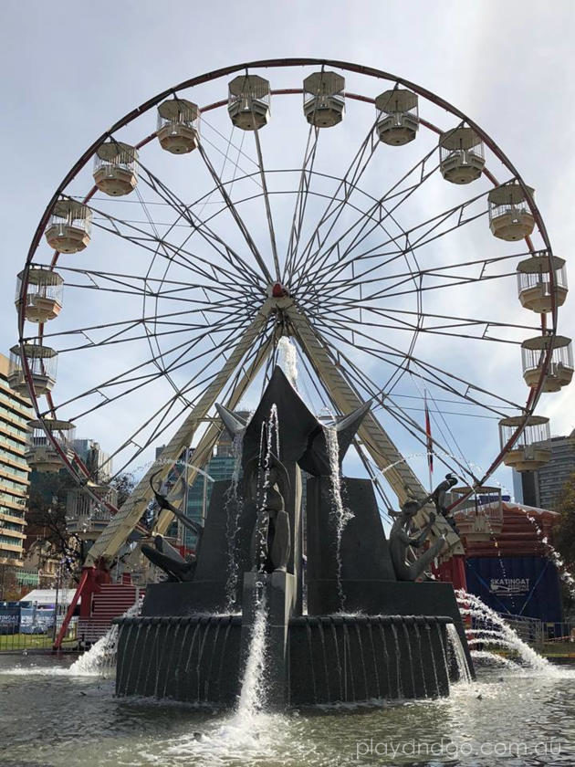 ice skating adelaide ferris wheel fountain