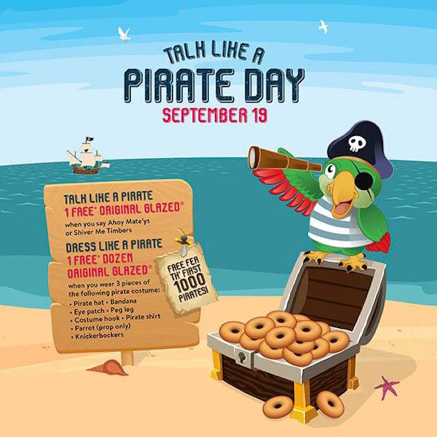 Free Krispy Kremes for Talk Like a Pirate Day | 19 Sep 2018 - What's on