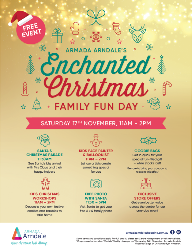 Armada Arndale s Enchanted Christmas Family Fun Day 17 Nov 2018