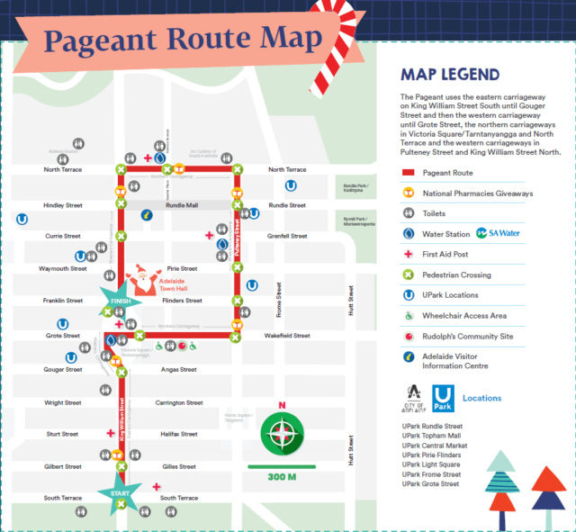 Adelaide 2019 Christmas Pageant New Route Ending at Town Hall 9 Nov