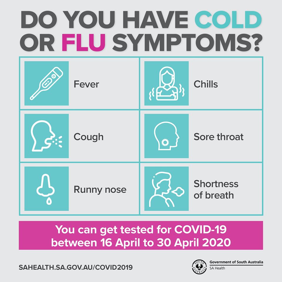 Coronavirus Testing Blitz For Any South Australians With Cold Or Flu Symptoms What S On For Adelaide Families Kidswhat S On For Adelaide Families Kids