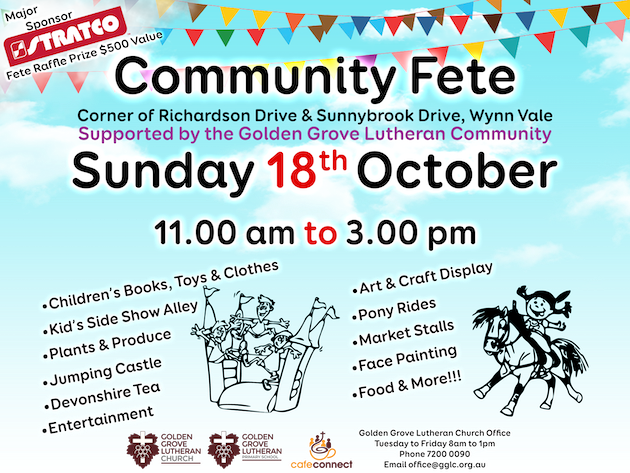 Golden Grove Lutheran Community Fete | 18 Oct 2020 - Play & Go ...