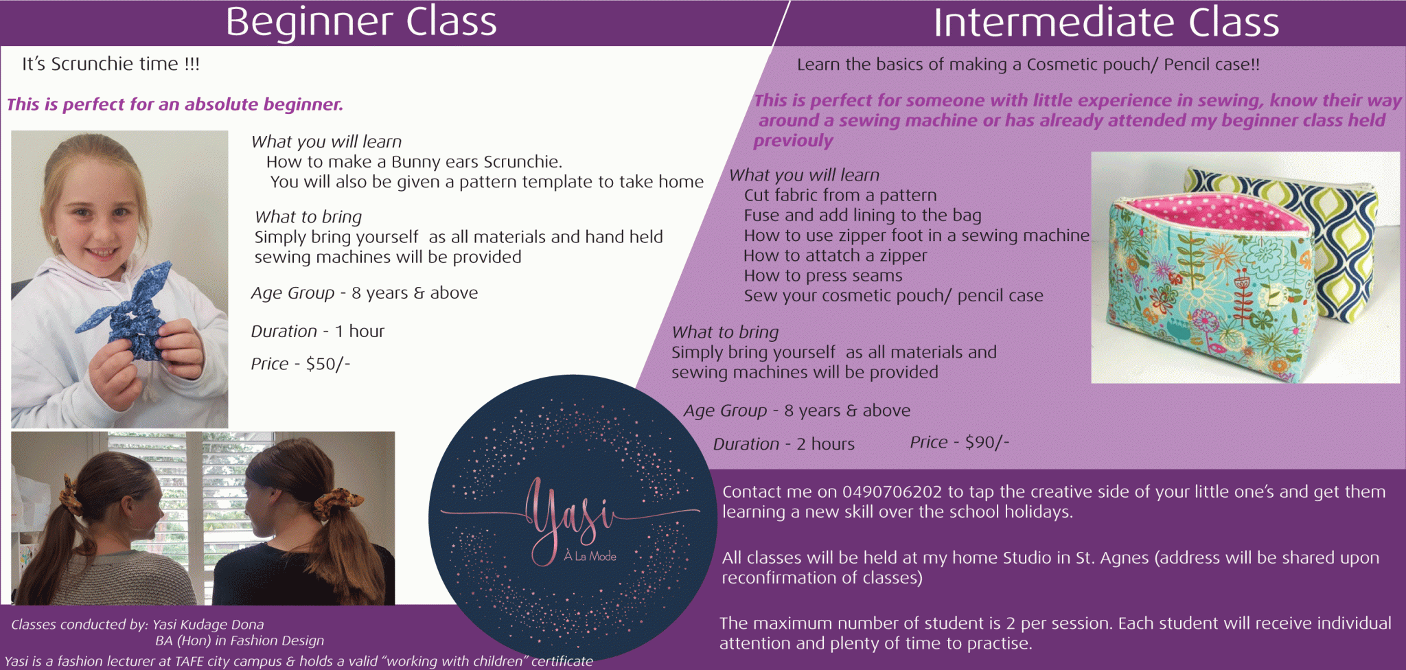 Kids School Holiday Sewing Yasi A la mode Oct 2022 Play