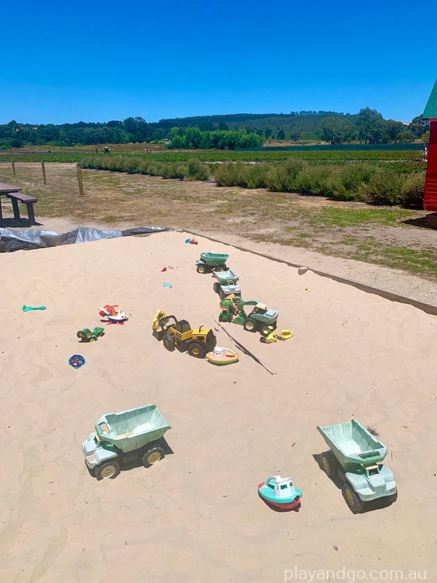 Harvest the Fleurieu, strawberry picking at Mt Compass, sand pit