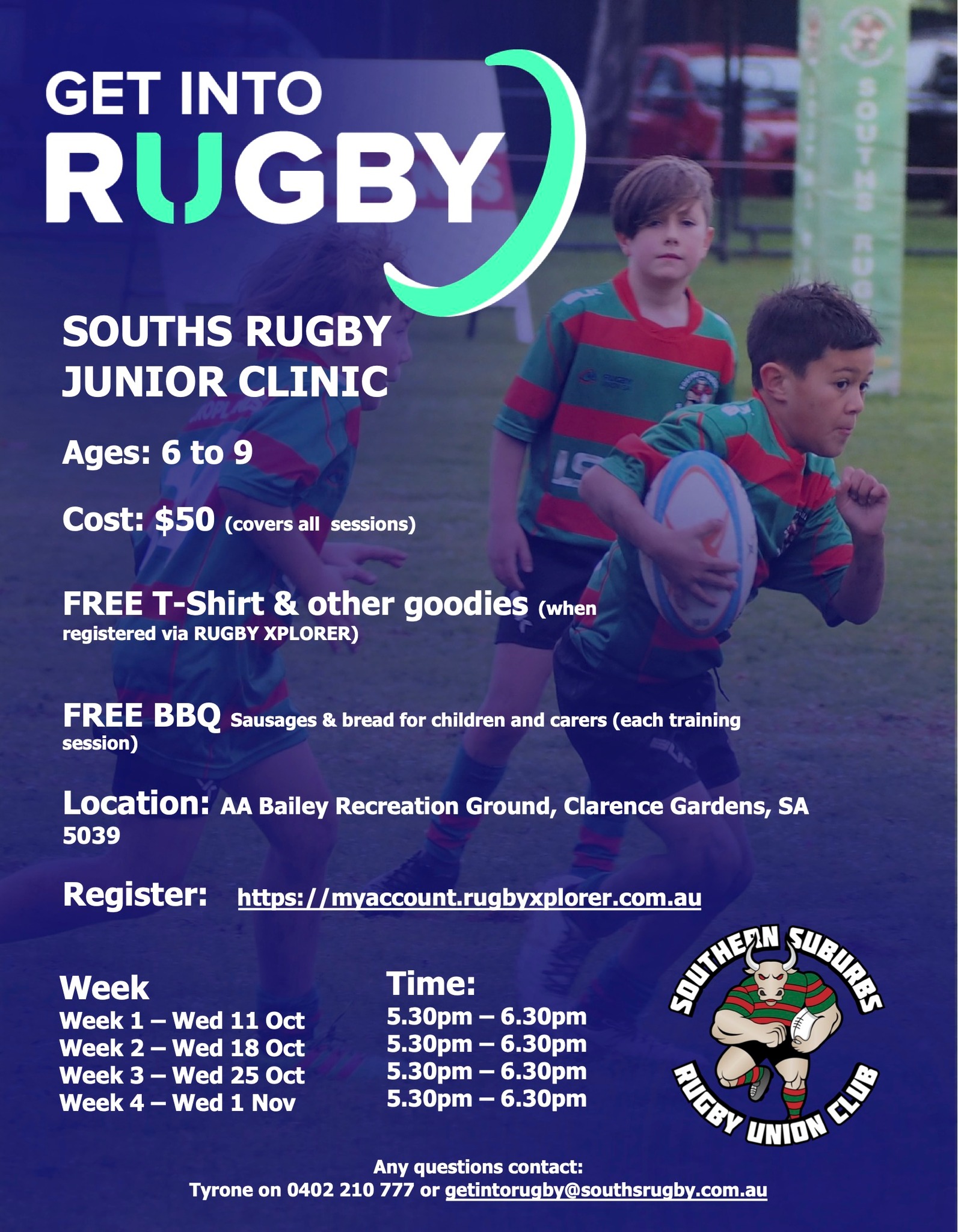 Get into Rugby | Souths Rugby Junior Clinic | Clarence Gardens | Oct ...