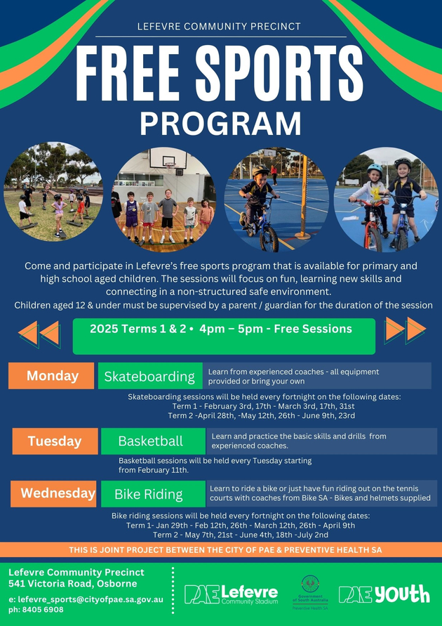 lefevre community precinct free sports program