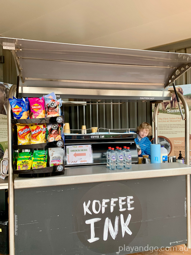 Monarto Zoo elephant enclosure, coffee cart