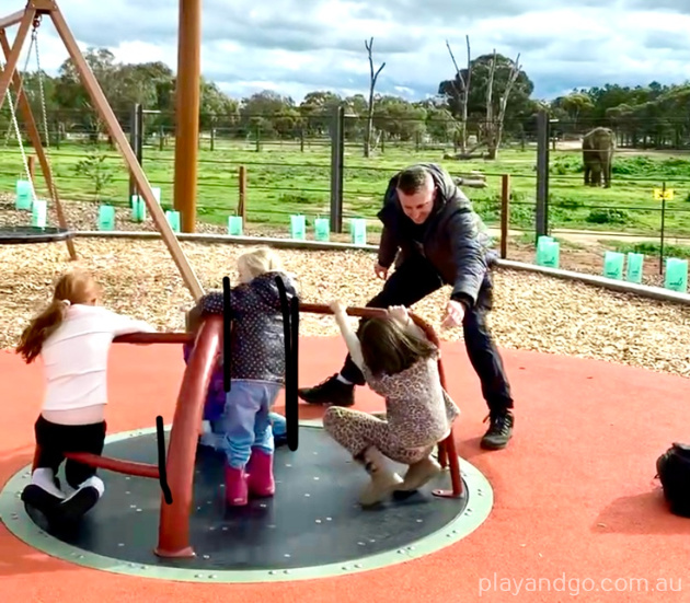 Monarto Zoo, elephants, playground